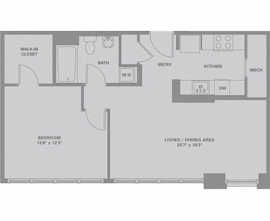 Floorplan for Apartment #04-804, 1 bedroom unit at Halstead Haverhill